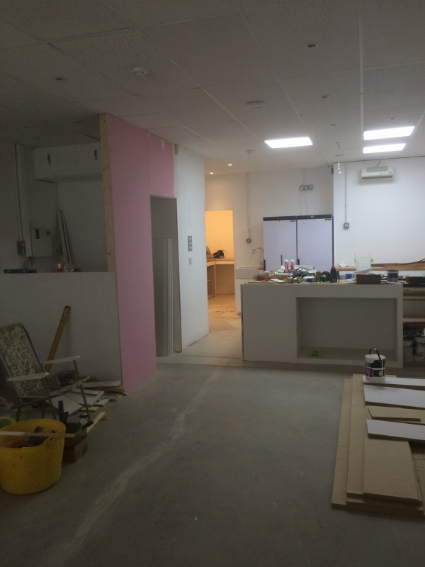 Really beginning to look like a kitchen now - don't the fridge and freezer look good?!